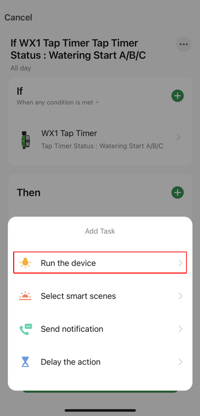 Schedule screen